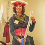 Donna volunteers to show how easy it is to dress as a pirate.